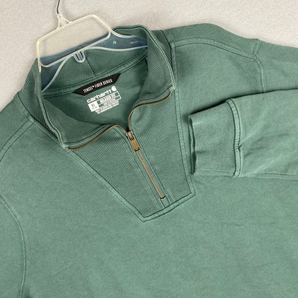 Carhartt Womens XL Green Tencel Fiber Series Relaxed Fit Quarter Zip TS6451-W